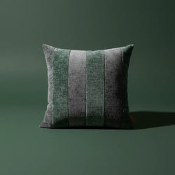 Cojín Decorativo Relleno Artesanal Algodón Gris Con Verde
