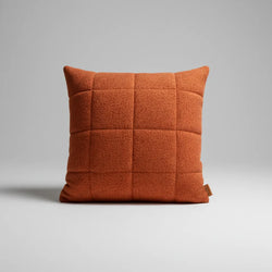 Cojín Relleno Decorativo Diseño Cuadros Naranja Algodón