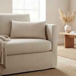 Cojín Decorativo Artesanal Algodón Beige Diseño Minimalista
